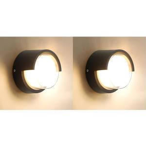 Modern Wall Sconce 2 Pack 12W Outdoor Wall Light Wall Pack Light Black Light Fixture Versatile Style Wall Lantern for Courtyard/Yard 3000K Warm Lights Round Black Outdoor Wall Light