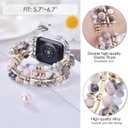 VISOOM Beaded Boho Bracelet Compatible for Apple Watch Band 40mm/38mm/41mm/42mm Series 11 10 9 8 7 SE Series 6/5/4 Women Fashion Cute Handmade Crystal Beads Stretchy Watch Strap for iWatch Bands 3/2/1