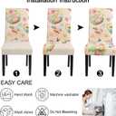 JQinHome Easter Chair Covers Set of 6,High Stretch Removable Washable Chair Seat Protector Cover for Easter Decoration-Easter Theme Decor with Easter Egg Basket