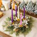 XunYee Advent Candle Holder Wreath Set of 5 with 5 Flameless Candles Christmas Advent Berry Champagne Flower Wreath Rings for Table Centerpiece Fireplace Festival Home Church Decor(Vivid)