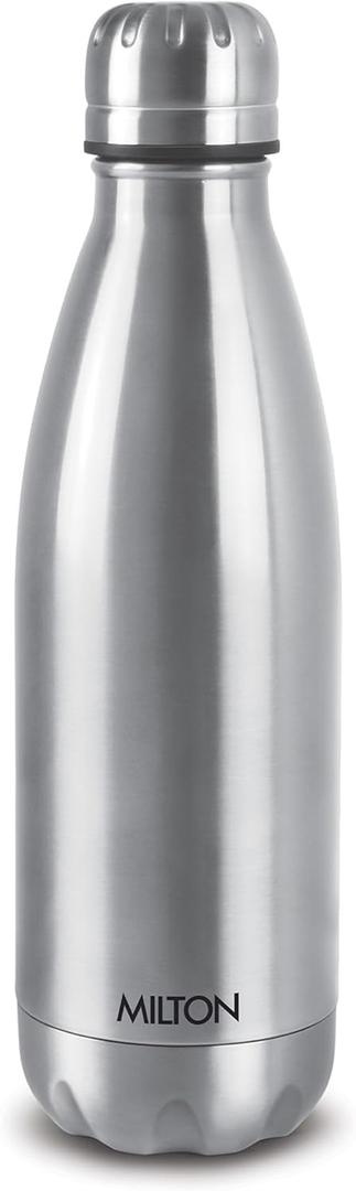 Milton Insulated Water Bottle 1 Liter, Stainless Steel Double Walled Vacuum for 24 Hours Hot and Cold with Cover, Leakproof, BPA Free, Thermosteel Duo-DLX 1000 (34 oz) Silver