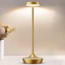 LED Cordless Table Lamp RechargeableOutdoor Battery Operated Desk Lamp Touch 3 Color Dimming Portable Waterproof Night Light for Patio/Restaurant/Dining/Home (Gold)