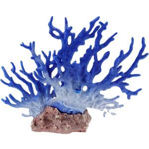 Semetall Artificial Coral Ornament - Resin Aquarium Decor for Fish Tank, Blue and White Coral Reef