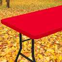 Smiry Rectangle Tablecloth, Elastic Fitted Flannel Backed Vinyl Tablecloths for 6ft Folding Tables, Waterproof Wipeable Table Covers for Indoor, Outdoor, Picnic and Camping (Red, 30"x72")