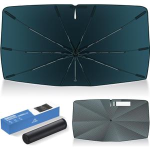 Autorder Windshield Sun Shade Umbrella for 2020-2025 2026 Tesla Model Y Accessories,Upgraded Ice Crystal Material,Easy Setup Umbrella Sunshade for Car Windshield,100% Sun Blocking