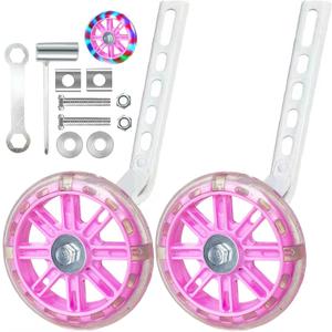 Training Wheels for12/14/16/18/20 Inch BicycleFlash Mute Wheel (Beautiful Bright Pink)
