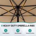 AreShark 9 FT Patio Umbrella for Outdoor, Outdoor Table Umbrella with Push Button Tilt and Crank, Outdoor Patio Umbrellas with 8 Sturdy Ribs for Market, Garden, Pool (Beige)