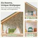 Tiny Land Wooden Dollhouse for Girls - 6 Rooms Wooden Doll House, DIY Pretend Doll House with 31Pcs Furniture Accessories, Creative Gift for Girl Ages 3+, Green, Large Size