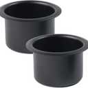 2PCS RV Couch Cup Holder Insert,Car Accessories Cup Holder Inserts for Cars,Metal Sofa Recliner-Handles Cups Holders Inserts Replacement,Fit for Most RVs,Trucks,Cars,Boats,Trailers (Black)