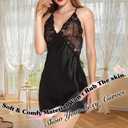 Famstar Lingerie for Women Babydoll Chemise Sexy Lingerie Sets Nightgown Dress Sleepwear Teddy Outfits for Women Black