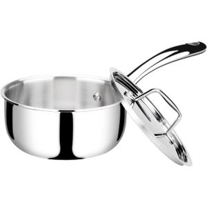 Duxtop Whole-Clad Tri-Ply Stainless Steel Saucepan with Lid, 1.6 Quart, Kitchen Induction Cookware