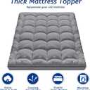 Queen Size Mattress Topper for Back Pain, Cooling Extra Thick Mattress Pad Cover with 8-21 inch Deep Pocket, Plush Pillow Top Mattress Topper Overfilled with Down Alternative, Queen Size, Dark Grey