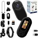 Mini Body Camera 1080P with 64GB Card, Audio & Video Recording, Wearable Action Body Cam, Thumb-Size POV Camera, Portable Recorder for Daily Life, Travel, Pets & Motorcycle Riding (BLACK)