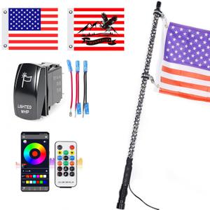 UNI-SHINE 1PC 3FT LED Whip Light with Spring Base Spiral RGB Chasing Lights with APP & Remote Control, Music Antenna Whip Light for Can-Am UTV ATV RZR Can-Am SXS Polaris Offroad Truck
