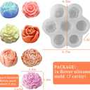 7-Cavity Flower Silicone Mold  3D Rose Peony Fondant Chocolate Mold for Cake, Candy, Soap, Candle, Resin, and DIY Crafts