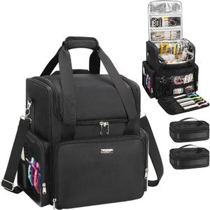Relavel Hair Tools Travel Hairstylist Traveling Bag with 2 Pcs Small Bags, Hairdresser Cosmetology Bag Storage Organizer Case for Hair Stylist Essentials, Barber Accessories with Shoulder Strap (Large)