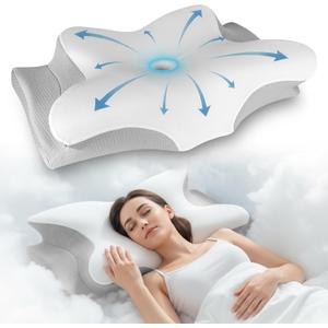 YESINDEED Pain Relief Cooling Pillow – Cervical Neck Support for Sleeping, Contoured Memory Foam Design for Neck and Shoulder Pain, Ergonomic Sleep Solution for Side Sleepers, Snoring, Posture