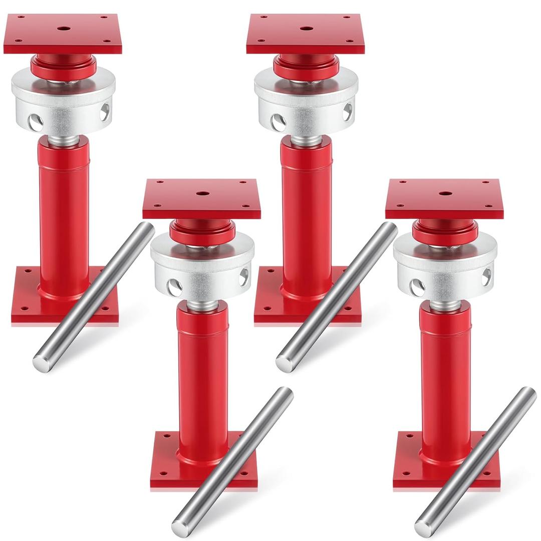 Adjustable Screw Jack Post for House Leveling, Manufacturing House Jacks with Wrench Screw Steel Shores, Range of Adjustment(9.5''-15'',Red,4 Pcs)