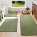YIHOUSE Green Bathroom Rugs Sets 3 Piece, Quick Dry Thin Bath Mat with Toilet Rug, Non Slip Absorbent Machine Washable, Bath Runner Rugs for Bathtub Sink Home Decor