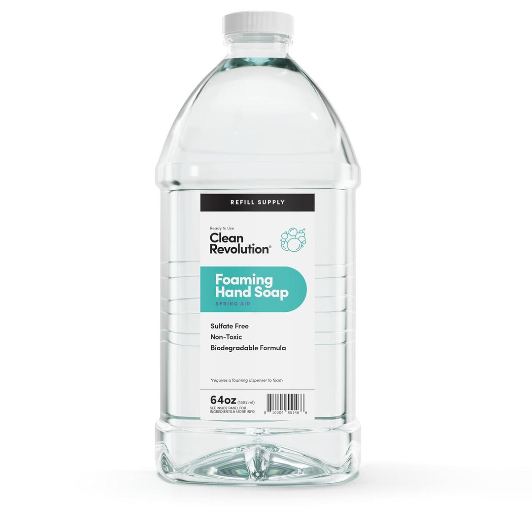 Clean Revolution Foaming Hand Soap Refill Supply Container, Ready to Use Formula, Spring Air Fragrance, 64 Fl Oz (Pack of 1)