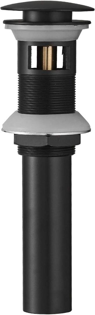 BWE Black Vessel Sink Drain Stopper with Overflow, Fits Standard Bathroom Sink Hole 1-1/2" to 1-3/4", Matte Black