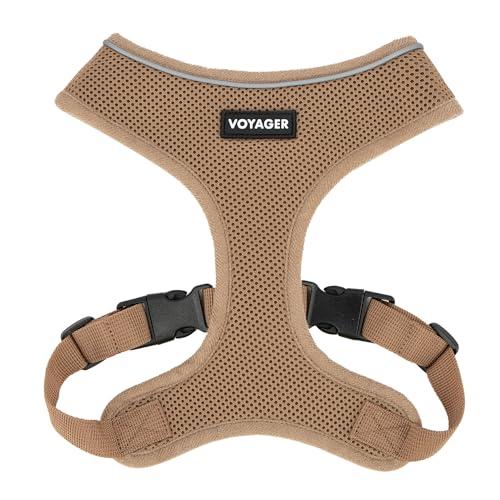 Voyager Aerolite Over The Head Dog Harness, No Pull Breathable Air Mesh Vest, Quick Dry with Reflective Stitching, Adjustable Escape Resistant Harness for Small Medium Large Dogs - Beige, X-Large