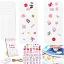72 Pcs Baby Shower DIY Game Set Iron on Patches Game Sign Baby Towels Newborn Blank Towels Pink Embroidered Patches White Decorating Kit for Gender Reveal Games Party DIY Crafts