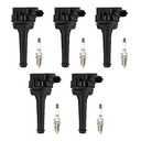 Ignition Coil Pack + Iridium Spark Plugs for Volvo C70 1999-2005, S60 2001-2009, S70 1999-2000, S80 1999-2006, V70 1999-2007, XC70 2003-2007, XC90 2003-2006, C1258 5C1320 E371 UF341, 5 Sets