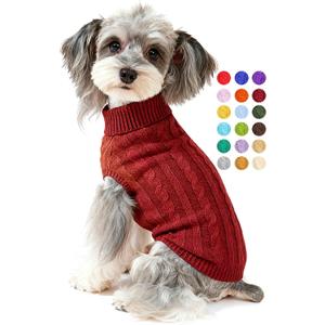 Dog Sweater for Small  Dogs - Warm Winter Turtleneck Knit Dog Sweaters Soft Pet Cat Clothes Christmas Coat Indoor Outdoor Use for Puppy Kitten Male Female Girl Boy Pets (Rust Red)