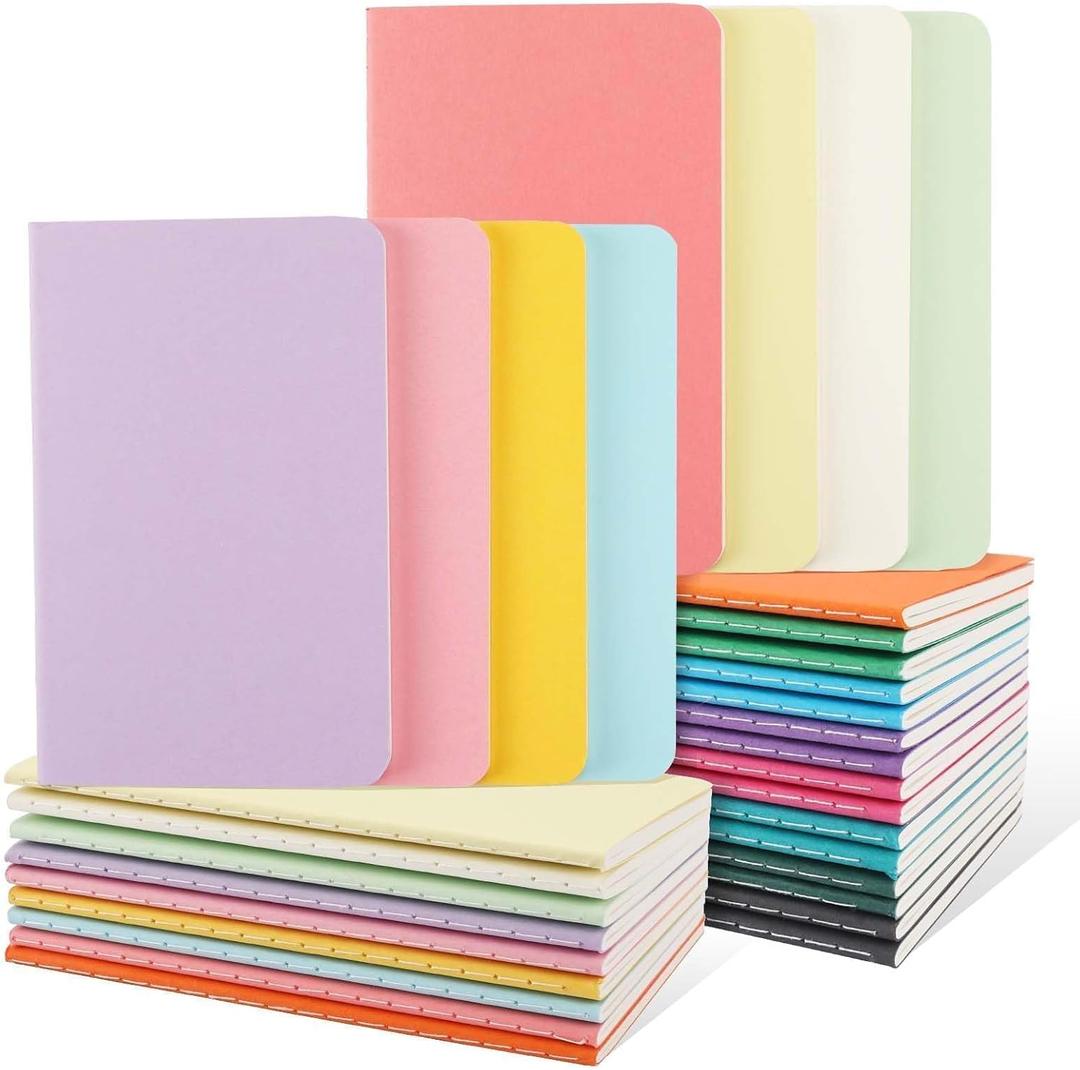 Oucaru 32PCS Mini Notebooks Bulk, 3.5" x 5.5", 16 Color, 60 Pages Blank Paper Small Pocket Notebook Set, Mini Journal Memo Notepads for Students, Traveler, School Office Supplies