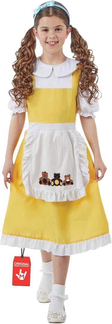 fun shack Goldilocks Costume for Girls, Goldilocks and the Three Bears Costume Kids, Book Characters Costumes for Kids (Large)