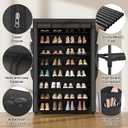 VILICK Shoe Rack with Cover, 8 Tier Tall Shoe Organizer Storage for 36-45 Pair Shoes and Boots Large Shoe Storage Shelf Free Standing Shoe Rack for Closet, Front Door Entrance, Dorm, Garage