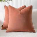 Throw Pillow Covers 22x22 Set of 2  Solid Decorative Pillow Cases for Couch, Sofa, Bed  Square Cushion Covers with Piping (No Insert) Light Orange