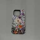 LUHOURI for iPhone 15 Pro Case,Wireless Charging Compatible,Dual-Layer - Soft Silicone Inner + Hard Outer Shell,Cute Wildflower Design,Protective Phone Cover for Women - Marble Pressed Flowers