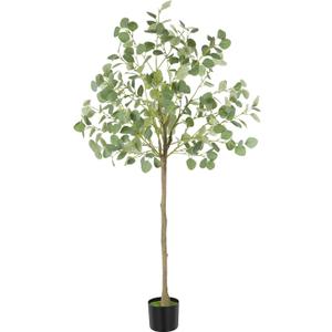 Artificial Eucalyptus Tree,5Ft Tall Fake Potted Tree Silk Faux Eucalyptus Tree with Plastic Nursery Pot, Artificial Plants for Home Office Indoor Decor