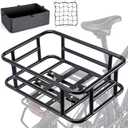 CXWXC Large Bicycle Basket with Cargo Net and Liner - Rear Cargo Rack for Bike, Electric Bike, Ebike, 16.5"X12.6"X6"