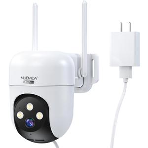 MUBVIEW 360 Security Cameras Wireless Outdoor,24/7 Wired Outdoor Camera for Home Security,Motion Tracking,5G/2.4G WiFi security camera,Night Vision,2-Way Talk, IP66,AI Detection,Local & Cloud Storage (White)