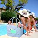 7 x Silicone Phone Holder Bag Compatible with Bogg Bag Accessories Inserts Charms and Attachment for Bogg Beach Tote Bags, Generic Size Fits for iPhone and Android Phones (Green)