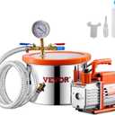 VEVOR 1.5 Gallon Vacuum Chamber and 3.5 CFM Pump Kit, Stainless Steel Chamber, Single Stage Vacuum Pump Degassing Chamber Kit, with Acrylic Lid, Oil, 4.92 ft Hose, for Degassing Resin Silicone Epoxies