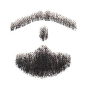 Parceria Fake Mustache and Beard, Easy Applying Hand Tied Human Hair Beard, Comfortable and Skin Friendly Realistic Lace Costume Facial Hair for Men Theatrical, Cosplay, Drama, Party (SD Beard Black)