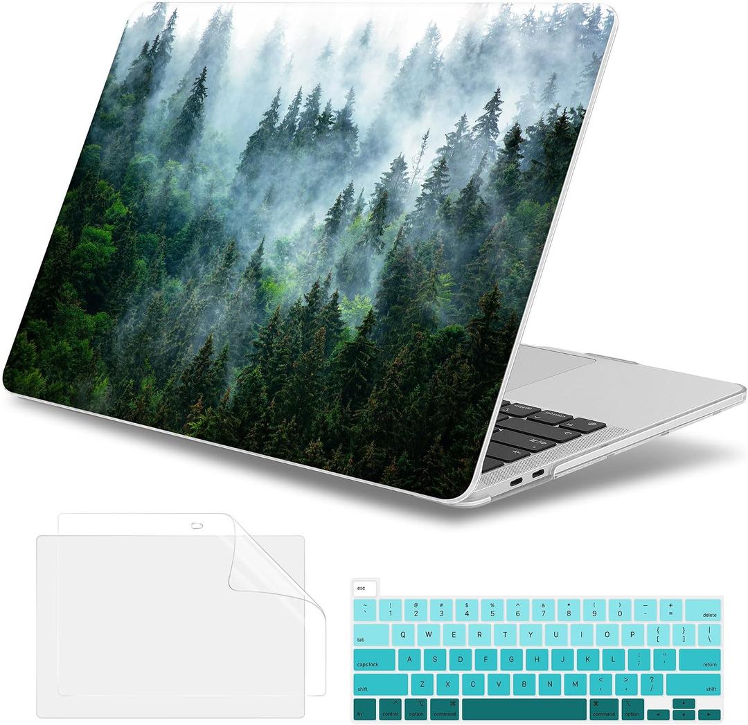 May Chen Compatible with New MacBook Air 13 inch Case 2021, 2020 2019 2018 Release Model: M1 A2337 A2179 A1932, Plastic Matte Hard Shell Case Cover for Mabook Air 13 inch with Retina Dispaly, Forest