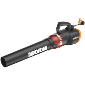 WORX 12 Amp Electric Leaf Blower, Turbine Blower for Lawn Care with 600 CFM & 2 Speed Control, Corded, WG520