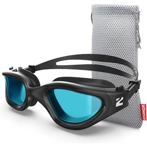 ZIONOR Swim Goggles, G1 SE Swimming Goggles Anti-Fog for Adult Men Women (One Size, A5-clear Blue Lens Black Frame)