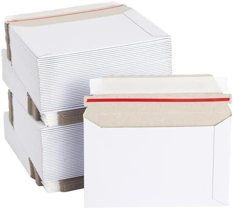 Mailing Envelopes - 6x8 in, White, 100 Count, Flat Peel & Seal - Thick Cardboard Envelopes, Photo Mailers & Trading Card Mailers