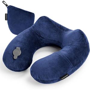 Rewondah Inflatable Travel Pillow for Sleeping Airplane - Inflatable Neck Pillow for Traveling on Plane with Washable Cover, Blow up Neck Travel Pillow for Airplanes, Cars - Portable and Comfortable, M-Shape