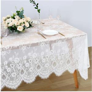 SoarDream White Lace Tablecloth 60x120 Inches Wedding Tablecloth Rectangular Farmhouse Table Cloth Classic Vintage Lace Fabric for Fall Tea Party Wedding Decorations Home Decor