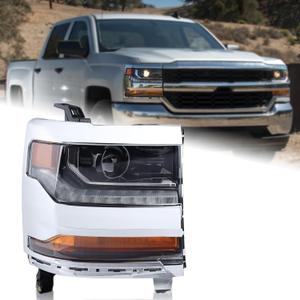 Chrome HID/Xenon LED DRL Projector Headlight Assembly Compatible with 2016-2018 Chevy Silverado 1500/2019 Silverado 1500 LD Right Passenger Side 84388631 GM2503451