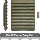 Zoeeker Soap Dish, Ceramic Soap Holder Bar Soap Saver Non-Slip Bathroom Accessories for Sponges, Scrubber, Razor, Green