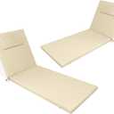 Outdoor Lounge Chair Cushion 75 x 23 x 2.5in, Patio Furniture Chair Cushion Chaise Lounge Cushion Waterproof for Garden Lawn Pool - Set of 2 (Beige)