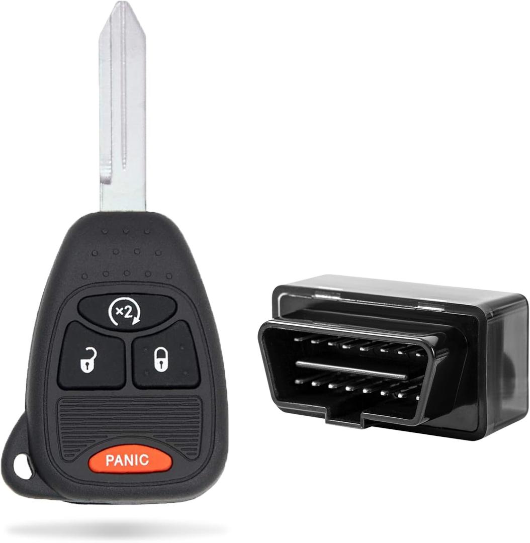 Keyless Entry Remote Kit 4 Button Compatible with Chrysler, Compatible with Dodge, Compatible with Jeep Models (OHT692427AA/OHT692413AA)